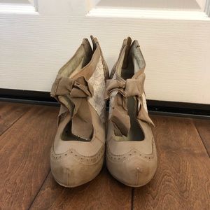 Vintage style lace inset booties